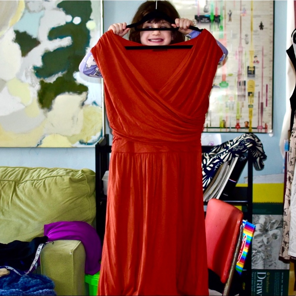 Tangerine Anthro criss-cross dress, L - Picture 2 of 5